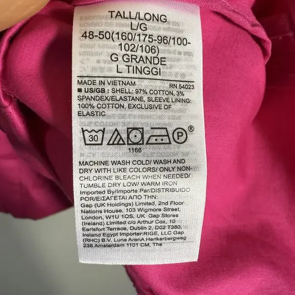 Banana Republic BR x HARBISON FUCHSIA Balloon Sleeve Open Back Top Large Tall - Picture 9 of 9